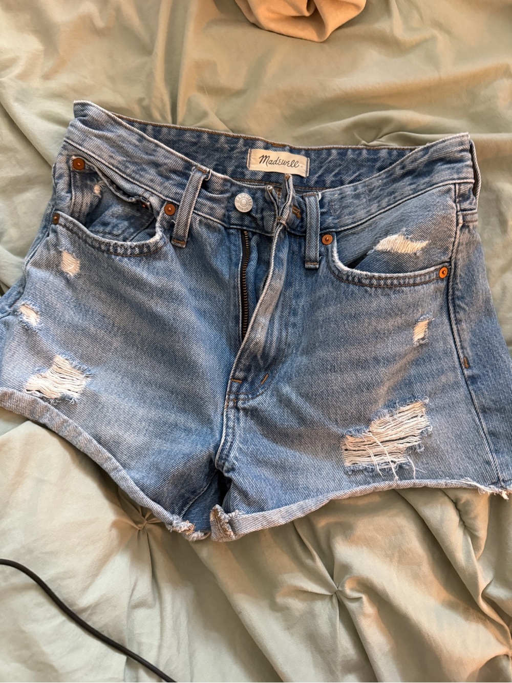 Madewell Light Blue Distressed Denim Cutoff Shorts
